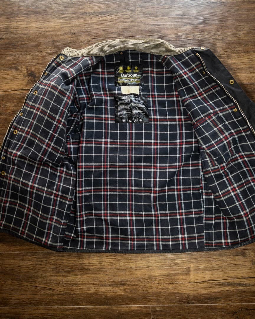 Barbour International Suit Waxed Cotton Jacket Made in England Vintage image 3