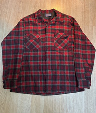 Vintage 1950s Pendleton Wool Loop Collar Board Shirt Men s Size L Red Ombr Mint