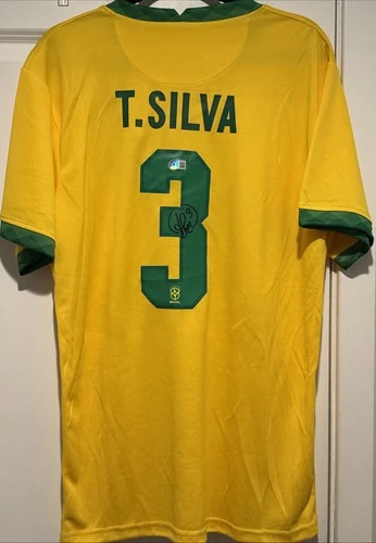 THIAGO SILVA Signed Autographed BRAZIL National Team Soccer Jersey Beckett Cert
