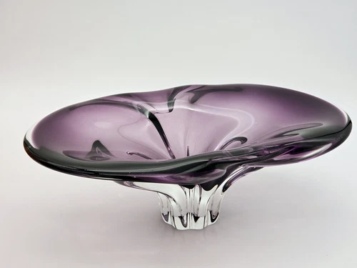 VTG PURPLE MURANO GLASS  SOMMERSO CONSOLE BOWL 60s SEGUSO POLI BARBINI VENINI