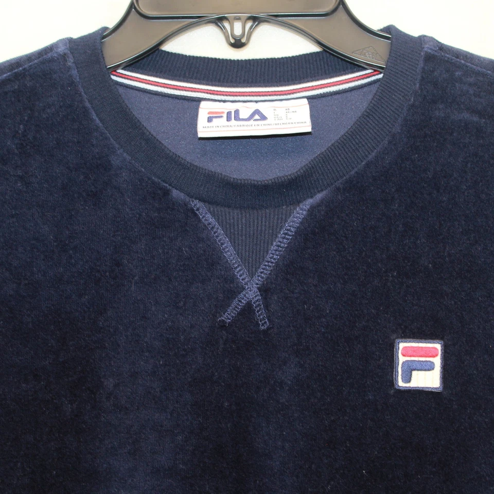 FILA Terciopelo Cuello Barco Top Pullover Manga Larga Estilo Informal Unisex Talla 48 Foto 4 de 4