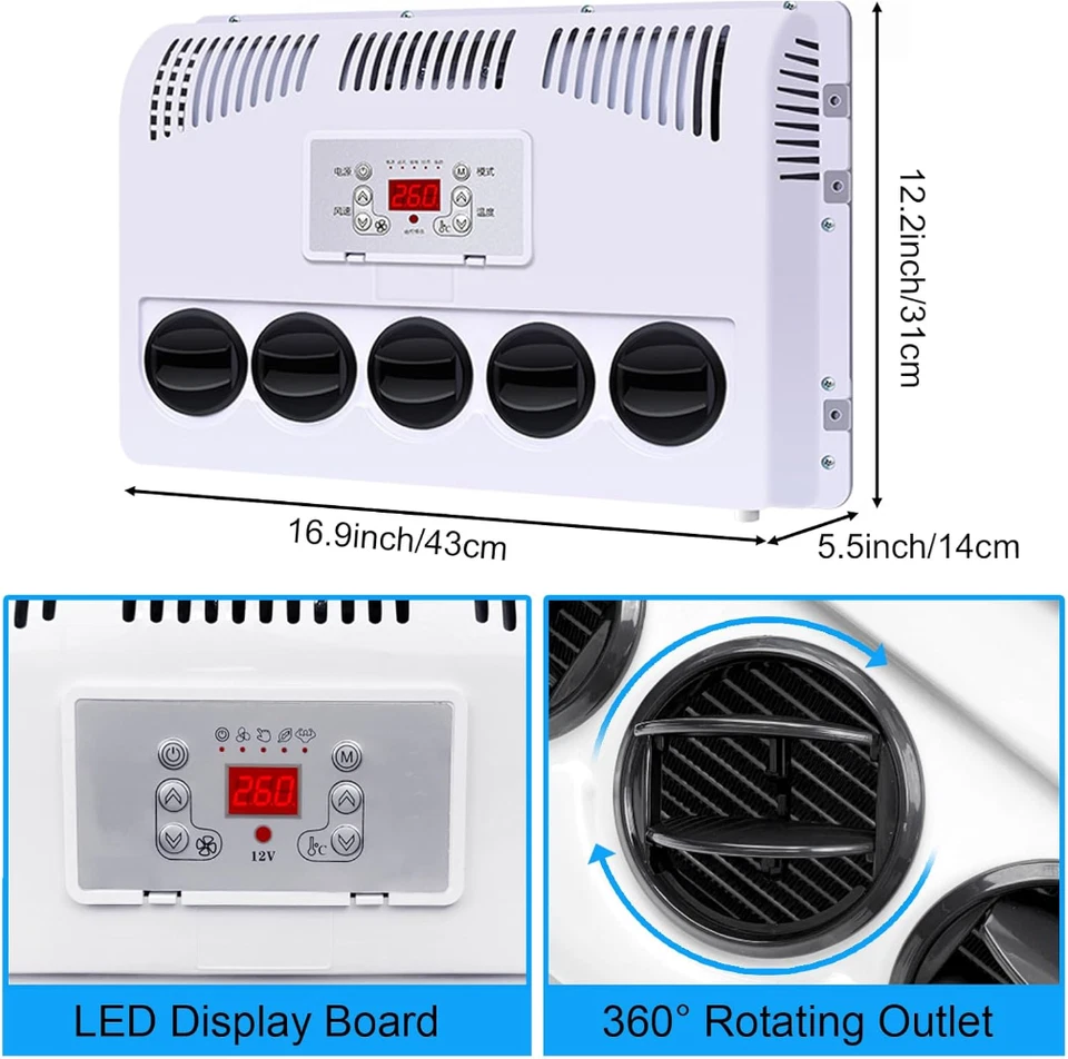 Kit de aire acondicionado colgante universal 12V 11000BTU para coche camión vehículo Foto 3 de 4