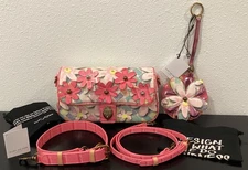 Kurt Geiger Camden Set of 2 Crossbody 9.5" x 5.5" x 3" Charm 5" Canvas Leather