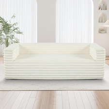 89" Luxury Oversized Corduroy Cloud Sofa with Squared Arm and Back Cushion, Mode