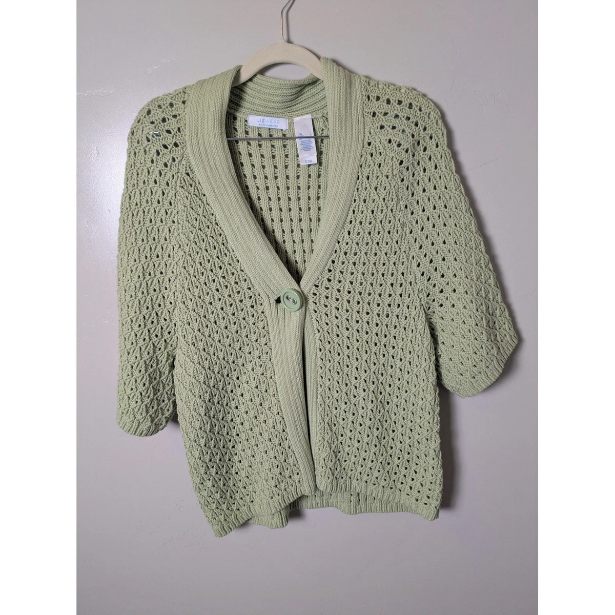 Petite Cardigan PXL noir métallisé en tricot texturé texturé pour femmes Liz Claiborne vintage - France