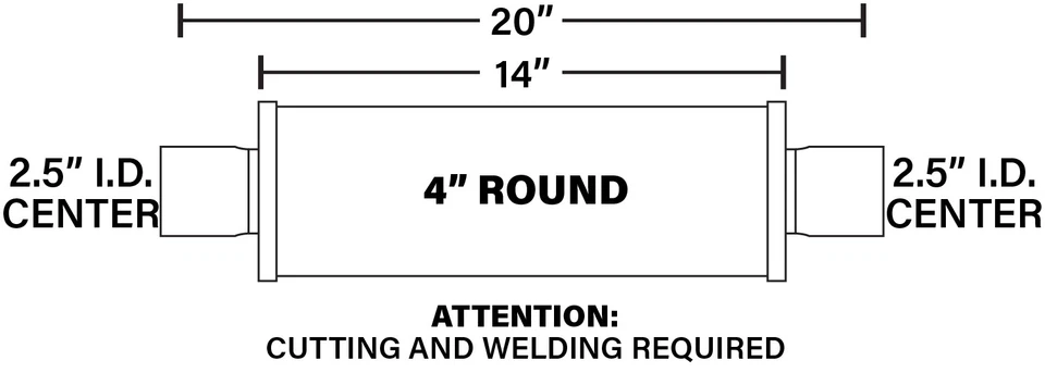 Silenciador de escape MagnaFlow Performance 14416: entrada/salida de 2,5", 4x4x14" Foto 3 de 4