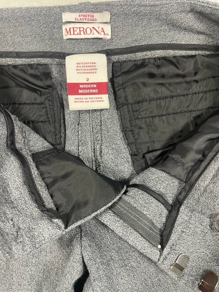 Pantalones de vestir Merona gris calce moderno para mujer talla 2 elásticos pantalones de trabajo profesional Foto 3 de 4