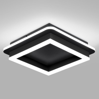 CANEOE Black Modern LED Ceiling Light, Square Flush Mount Ceiling Hallway Lig...