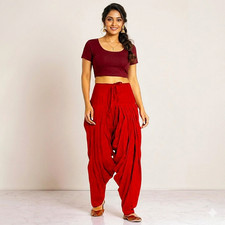 Women Cotton Salwar Regular Fit High Rise Readymade Patiala Salwar One Size