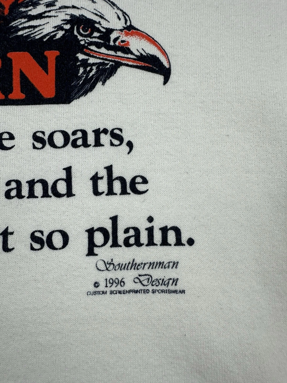 SUPREME Felpa vintage Auburn Tigers Alabama adatta maglione medio bianca NCAA 1996 anni 90