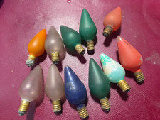 11 Vintage Working Japan Smooth Cone Carbon Filament C6 Christmas Light Bulbs