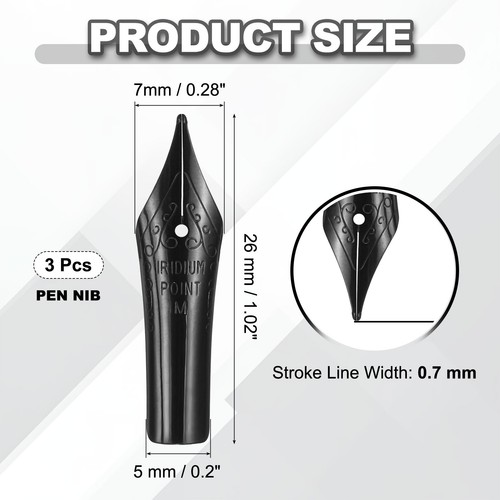 3er Pack 0,5 mm Strichstärke Füllfederhalter Feder Ersatz, schwarz (F Spitze) - Bild 2 von 7