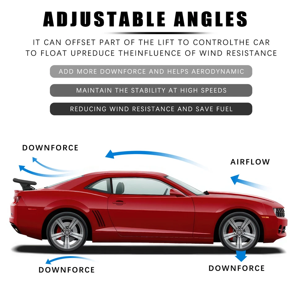 Alerón trasero de coche negro mate 46"" alerón trasero de carreras para Pontiac GTO 1970 Foto 3 de 4