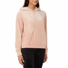 NWT Fila Women's Velour Quarter Zip Hoodie Misty Rose Size S