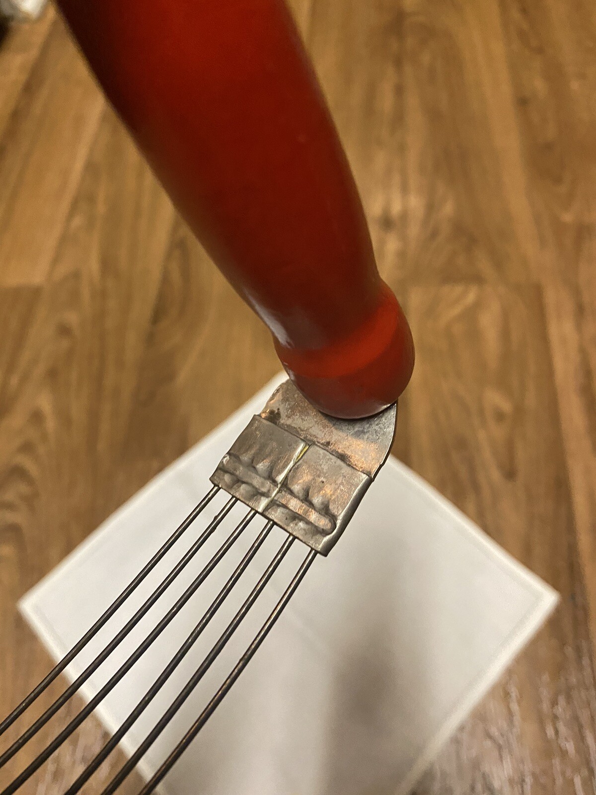 Vintage Pastry Blender, Androck Made in the USA, Orange Wood Handle, c 1940s-50s