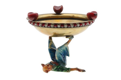 Antique Vienna Bronze Clown Ashtray By Bergmann Rare 1930s MADE IN AUSTRIA