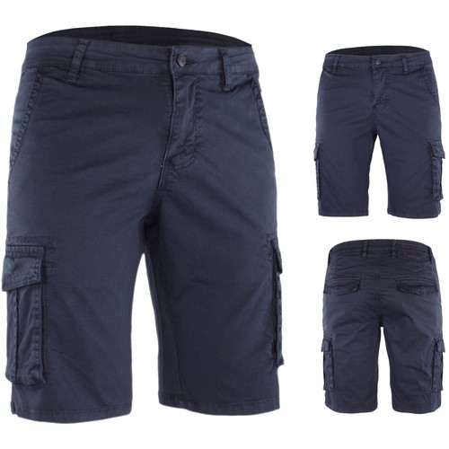 Bermuda Uomo Cargo Cotone Shorts Multitasche Corto Con Tasconi VEQUE - Zdjęcie 1 z 35