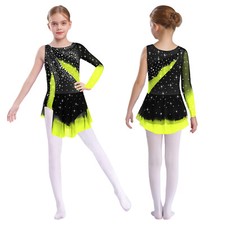 UK Girls Skate Dress Lyrical Ballet Dance Costumes Rhinestones Leotard Dancewear