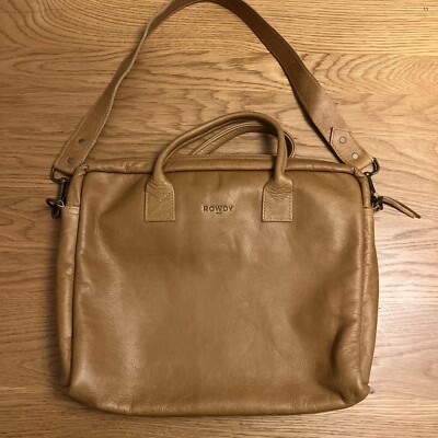 ROWDY Leather laptop bag satchel UK handmade Amber UK