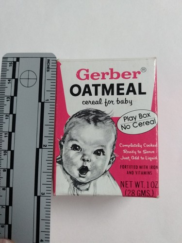 Vintage Gerber Miniature Baby Play Food Box Oatmeal Toy Doll 1970s Cereal 3" - Picture 10 of 10