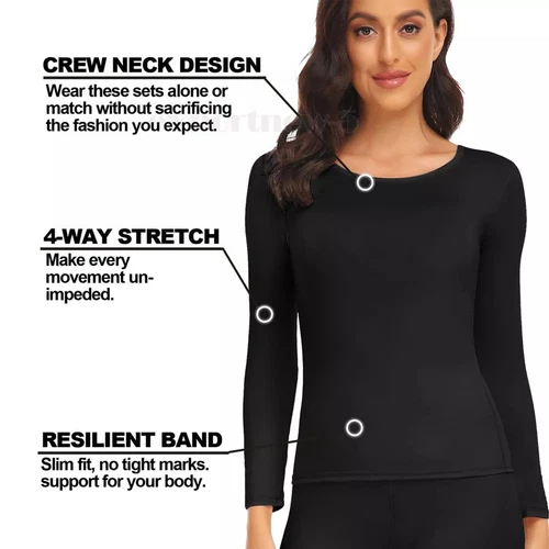 Womens Winter Ultra-Soft 2 Pc Thermal Set Top and Bottom Long Underwear Warm - Picture 5 of 27