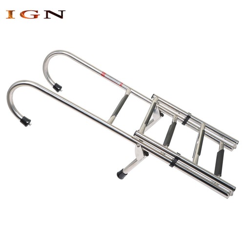 Stainless Steel Folding Ladder Telescoping 400 lb. Limit For Boats 5 Step - Picture 6 of 12