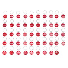 50 Pcs Red Metal Number Plates Luggage ID Tags Key Labels for Key Organization