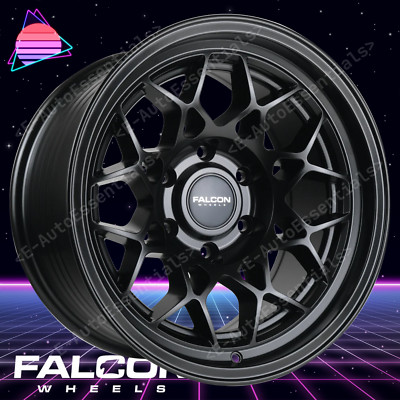 17x9 6x139.7 6x5.5 - 12 OFFSET FALCONTX3 MATTE BLACK MESHSPOKE TRUCK WHEELS SET4