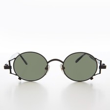 Black Trendy 90s Vintage Unique Sunglasses - Iona