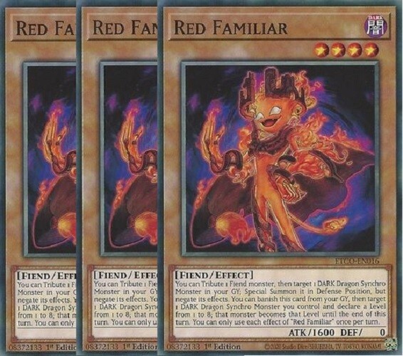 ホ　familiar Yugioh - Red Familiar x 3 - 1st Edition NM - Free Holographic Card