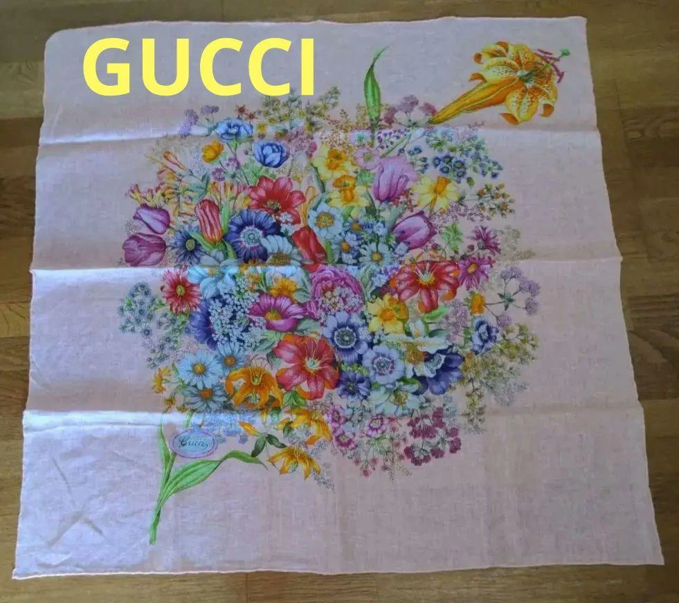 Gucci écharpe en lin fleur rose femme 