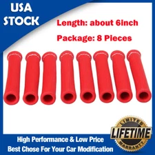 8PCS Spark Plug Wire Boots Protectors Sleeve Heat Shield Cover For SBC BBC 2500°
