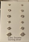 Nanette Lepore Sterling Silver Cubic Zirconia Stud Earrings~SIX PAIR! NIB