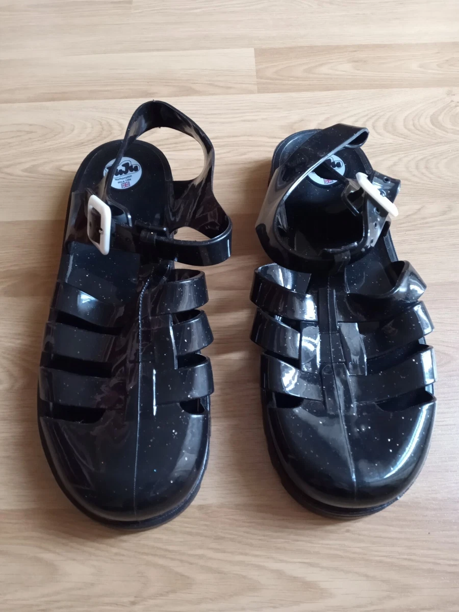 Womens JuJu Black Glitter Jelly Shoes Size 5 Hardly Worn eBay