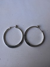 2 vintage silver tone hoop pierced earrings, combined shipping