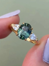 Teal Sapphire Ring-Silver Ring-valentine day gift- birthday gift For Her