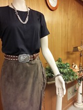 Embossed Brown Floral Embossed with White Lace Western Belt