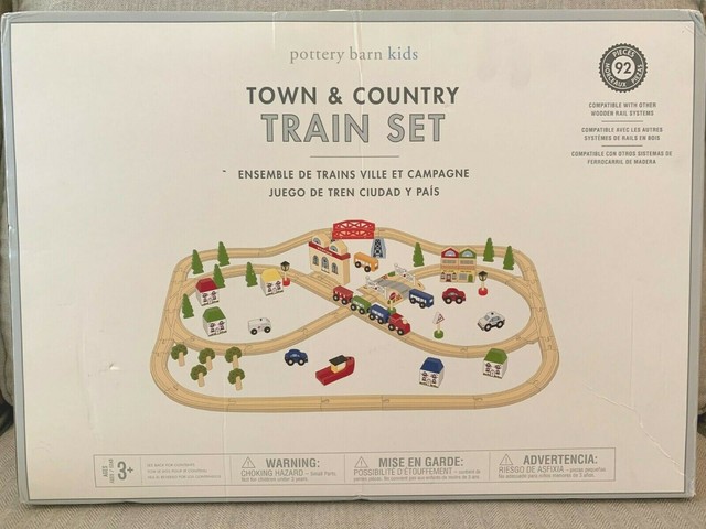Pottery Barn Kids Town Country Wooden Toy Train Set 92 Pieces Brio