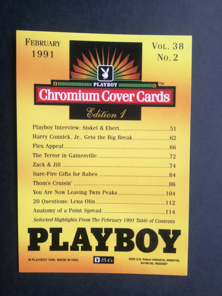 1995 Playboy Chromium Covers Ser. 1 February 1991 #86 Pamela Anderson NrMt/Mt - Image 2 of 2