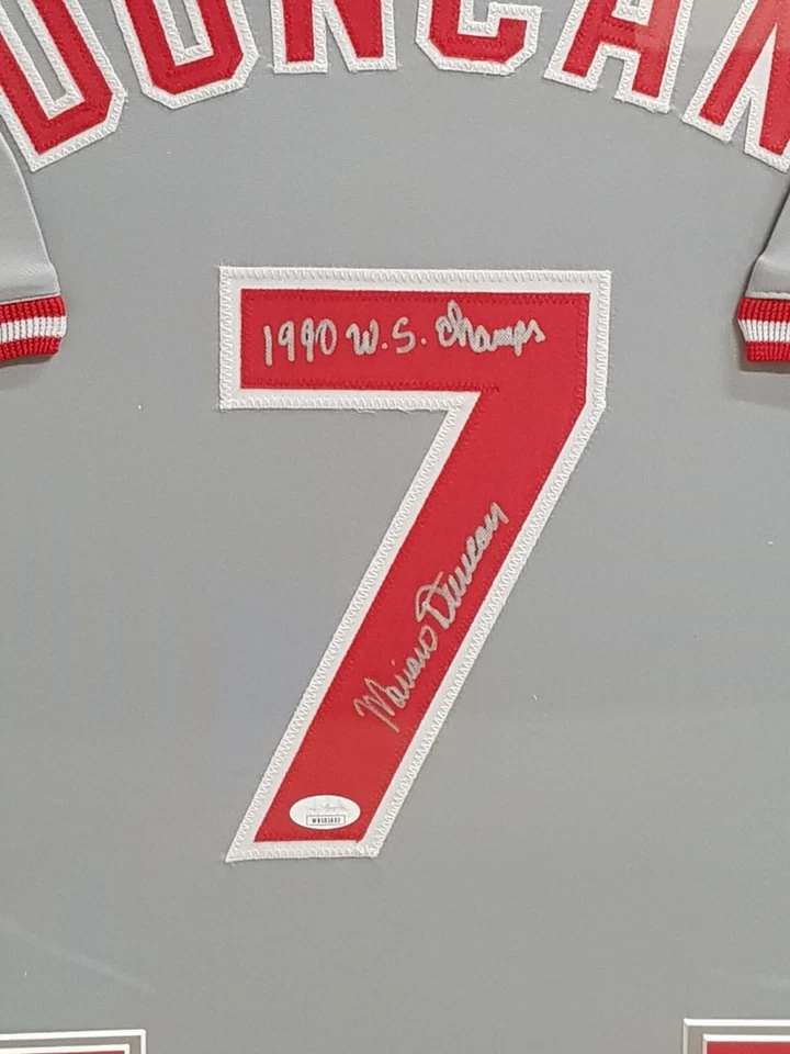 Cincinnati Reds Enmarcado Mariano Duncan Firmado Inscrito "1990 WS Champs" (JSA COA) Foto 2 de 4