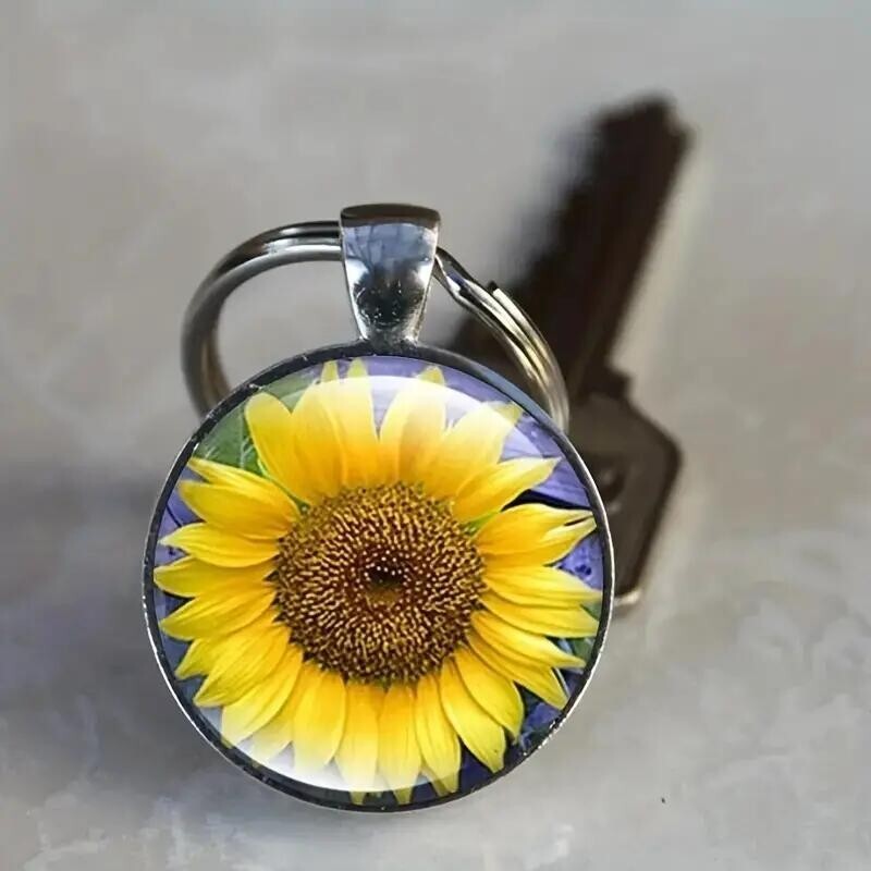 Stylish Sunflower Keychain Pendant for Phone Car Backpack Purse