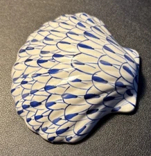 Herend Style Nantucket Home Blue & White Porcelain Clam Seashell Nautical
