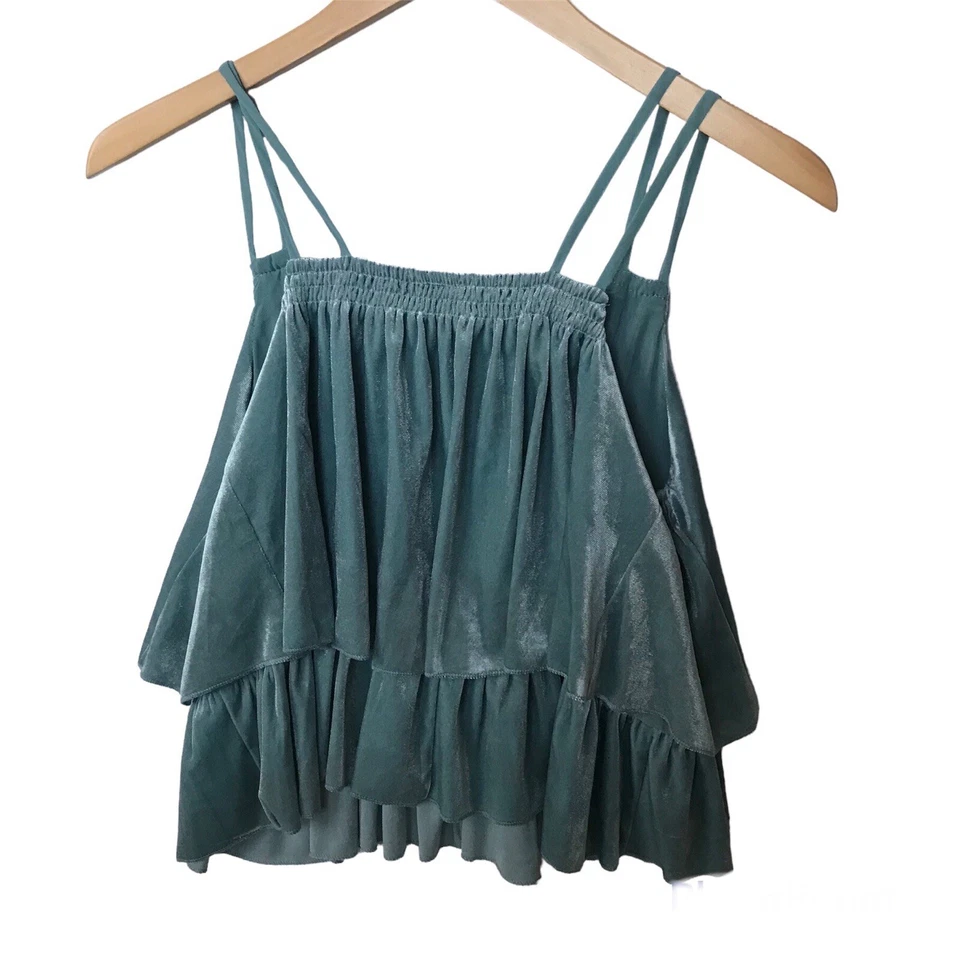 Babydoll Y2K de finales de 2000 Cami Top S Terciopelo en niveles Hada Grunge Sirena Foto 3 de 4