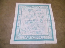 1940'S USMP ARIZONA CLOTH MAP 45" X 50" SOUVENIR