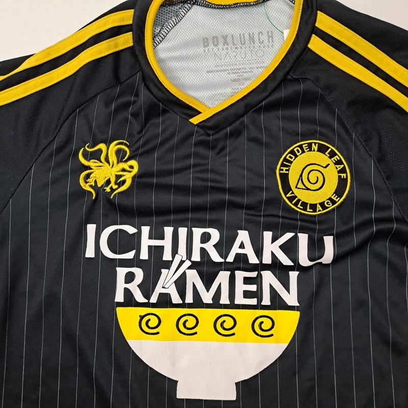 Box Lunch Naruto Jersey Size XS Hidden Leaf Uzumaki Ichiraku Ramen Black Yellow