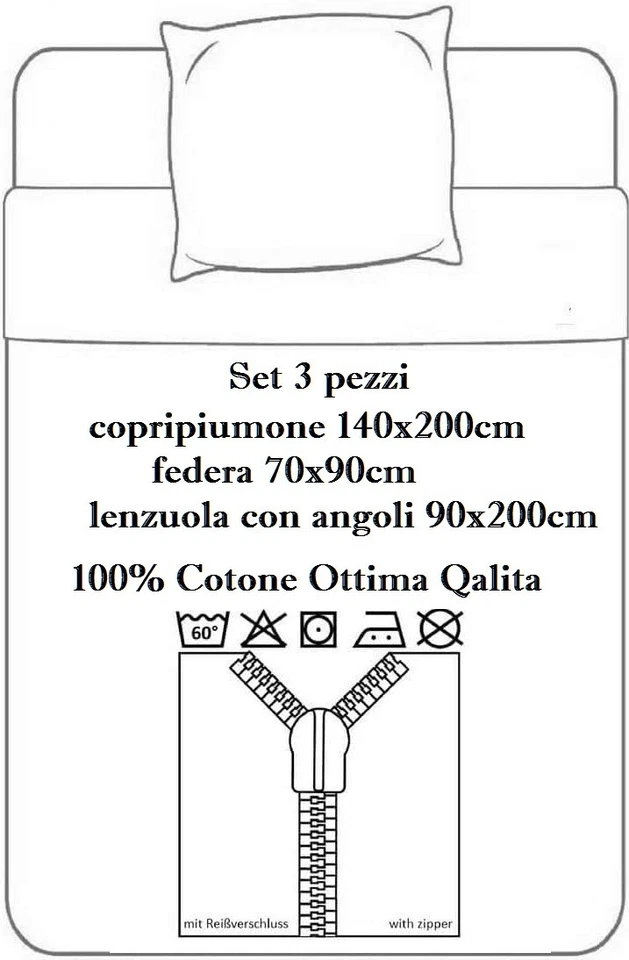 Fanta Set 3pezzi Lit Simple Couette 140-200cm, Taie D'Oreiller ,Draps C / Coin - Photo 4/4