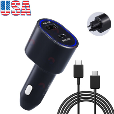 45W+15W PD3.0 Dual Port USB C Car Fast Charger for Samsung Galaxy 3ft Type Cable