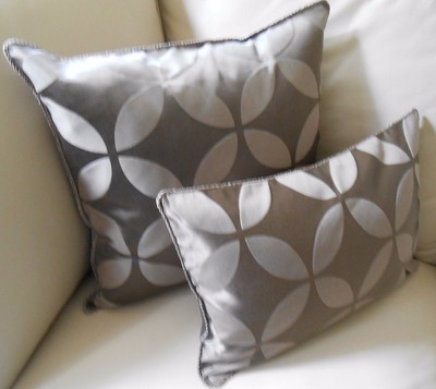   New GEOMETRIC CIRCLES Cocoa Brown SATIN Cushion Covers LARGE SQUARE or OBLONG