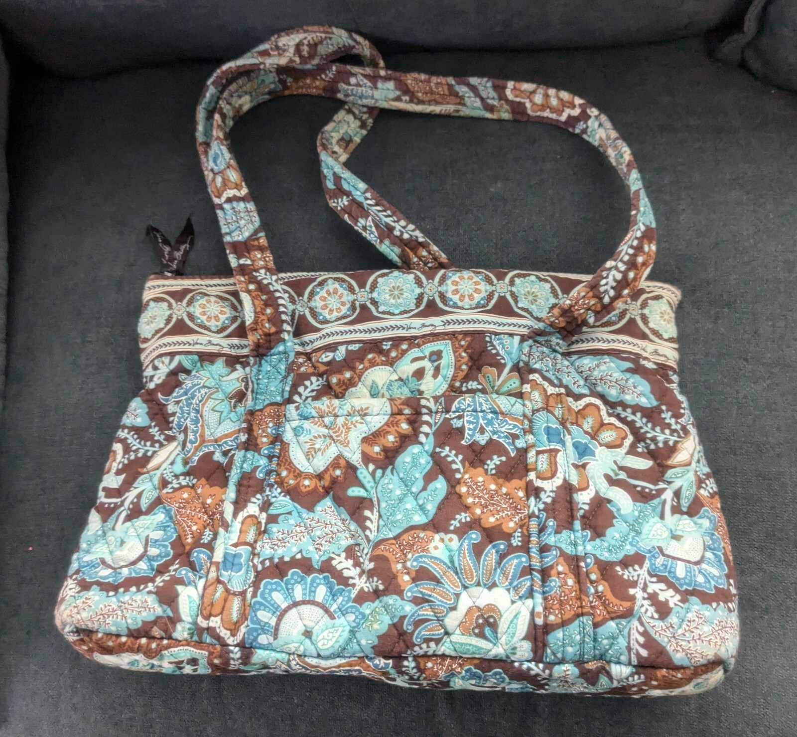 Vera Bradley Java Blue Zippered Tote Handbag 13.5… - image 6