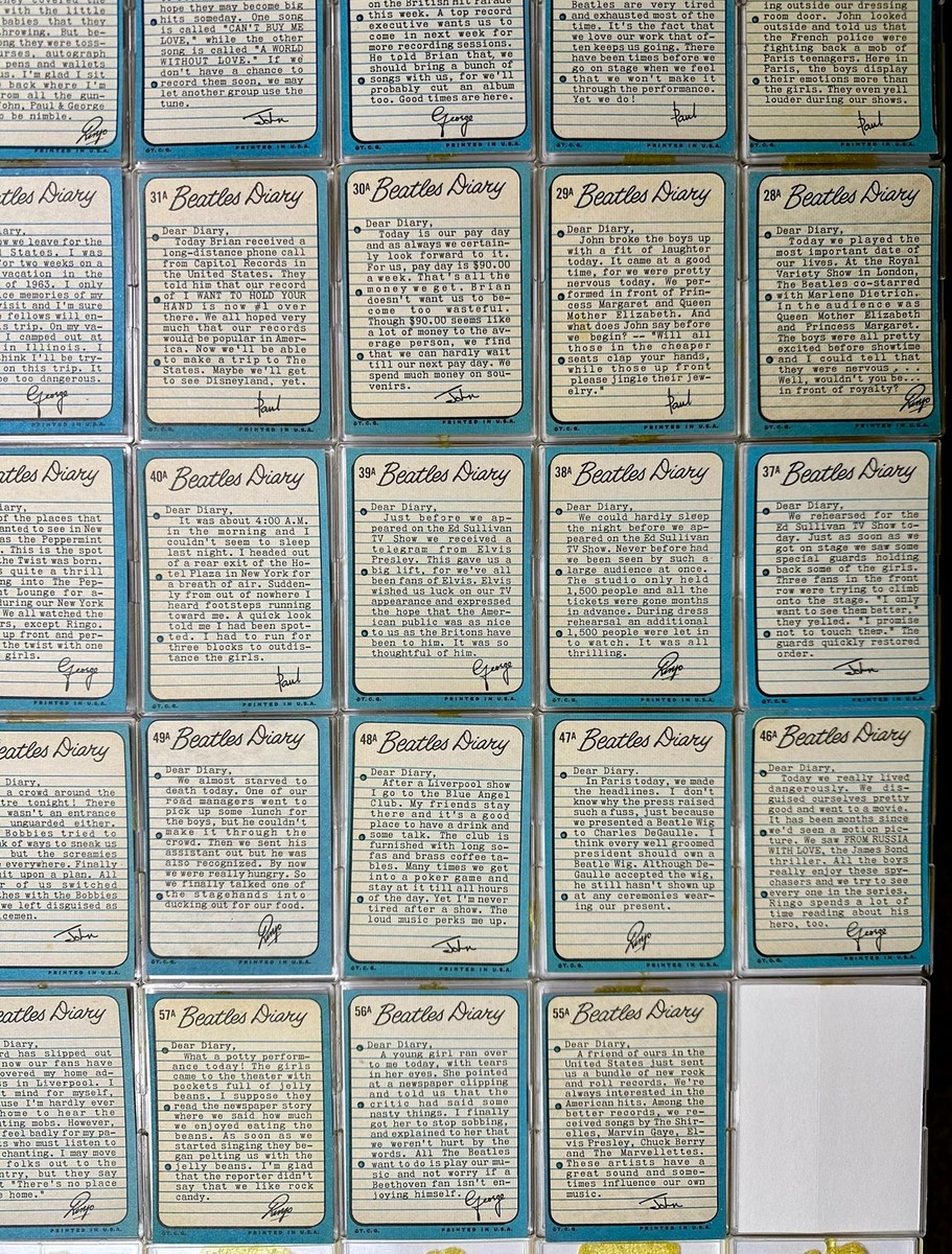 ビートルズ　TOPPSトレーディングカード「Beatles Diary 」 1964 Beatles Diary Complete Vintage Trading Card Set 60 cards #1A